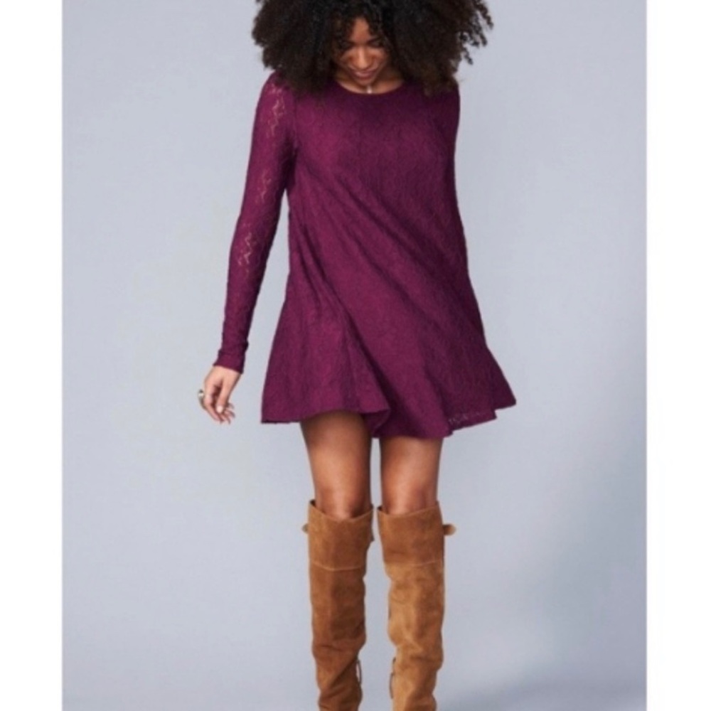 SMYMM Tyler Tunic Falling Leaves Lace Dark Plum